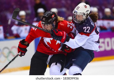 Sochi, RUSSIA - February 20, 2014: Haley IRWIN (CAN) At Canada Vs. USA Ice Hockey Women's Gold Medal Game At The Sochi 2014 Olympic Games