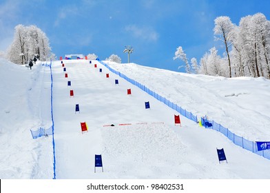 SOCHI, RUSSIA - FEBRUARY 27: Ski Trail For Mogul, Will Host The 2014 Olympic Games 27, 2012 In Sochi, Russia