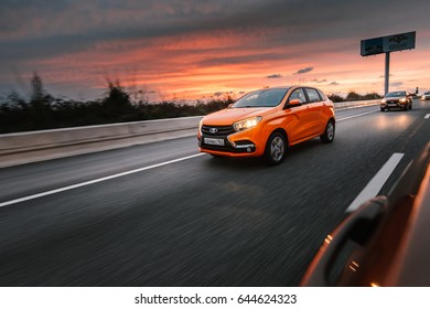 Sochi, Russia January 25, 2016: New Russian Cars LADA XRAY. Test Drive