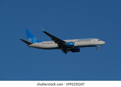 Sochi, Russia, June 2021: Pobeda Airlines Plane In The Sky