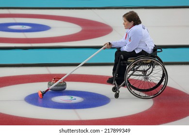 SOCHI, RUSSIA - MAR 8, 2014: Paralympic Winter Games In Curling Center 