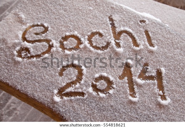 Sochi, Russia - March 24, 2013: Sochi Winter Olympics 2014 writing made on the snow with a finger