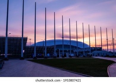 Sochi, Russia - March 29, 2021: Sochi Olympic Park. Bolshoy Ice Dome At Sunset