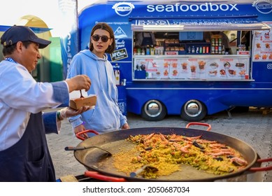 SOCHI, RUSSIA, MAY 23, 2019: Customers Order Food At A Popular Food Truck During The Festival GASTREET