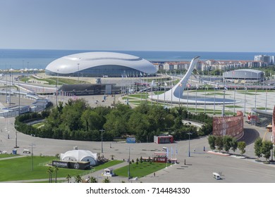 Sochi, Russia - September 11: Bolshoy Ice Dome And Fire Of Olympic Games On September 11, 2017