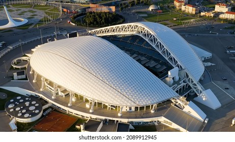 Sochi, Russia - September 4, 2021: Fisht Arena - Venue For The Opening And Closing Of The Olympic Games. Olympic Park In Sochi. Sirius Territory, Aerial View  