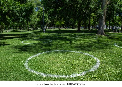 Social Distancing Circles At Trinity Bellwoods Park Toronto