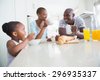 happy black family eating