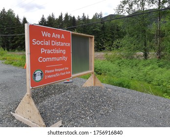 Social Distancing Sign, Kitsumkalum First Nation Reserve, Terrace Bc, Canada. June 15, 2020