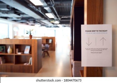 Social Distancing Sign In Office Please Keep To Right