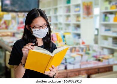 Social Distancing Student Concept, Education At Home. Junior High School Girl Do Homework At Home With Laptop. Teen Study Home The School Is Closed During Coronavirus Covid-19. 