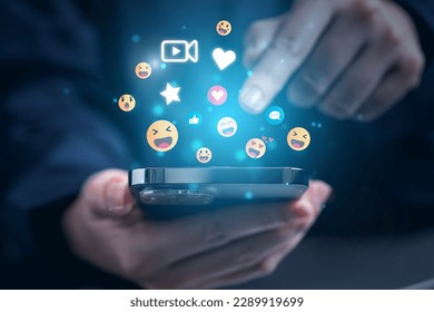 social emoji icon showing on smartphone. High quality photo, icon and photo style. - Shutterstock ID 2289919699