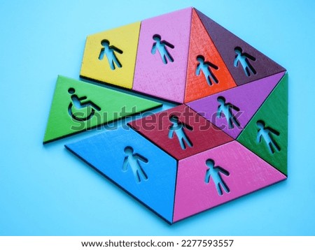 Social inclusion concept. Puzzle consisting of colored parts with figures.
