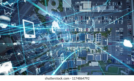 Social infrastructure and communication technology concept. IoT(Internet of Things). Autonomous transportation.  - Shutterstock ID 1174864792
