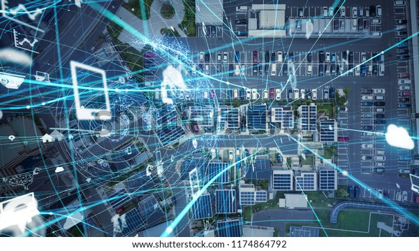 社会基盤とコミュニケーション技術のコンセプト Iot モノのインターネット 自律的な交通 の写真素材 今すぐ編集