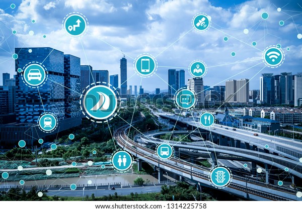 Social\
infrastructure and communication technology concept. IoT(Internet\
of Things). Autonomous\
transportation