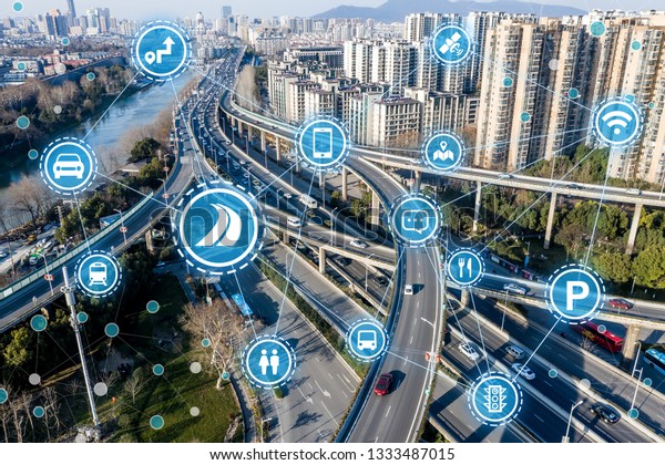 Social infrastructure and communication technology\
concept. IoT(