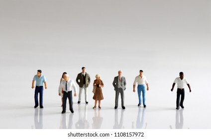 A Social Issue Of Racism. A Variety Of Miniature People.