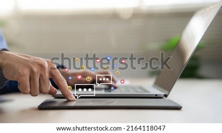 Social media and digital online Concept of a man using a smartphone Respond to work chats, vacation life and social distancing.