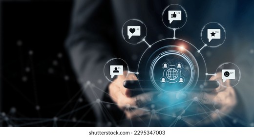 Social media interaction concept. Various symbols and opinions are accepted. The way we connect, interact, and share information. Opened up new opportunities for businesses to engage with customers. - Powered by Shutterstock