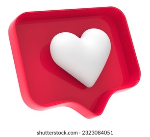 social media like notification icon with heart symbol. Social media success concept - 3d rendering	
					