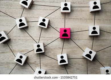 Social media, people or marketing networking concept using square wood blocks with people icon - Shutterstock ID 1535842751