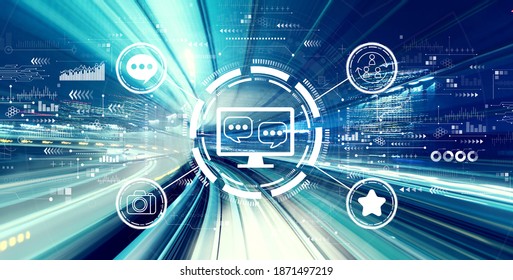 Social media theme with abstract high speed technology POV motion blur - Shutterstock ID 1871497219