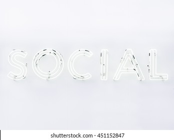 Social Media Type Font Neon Sign Light Signage On Wall Front Side