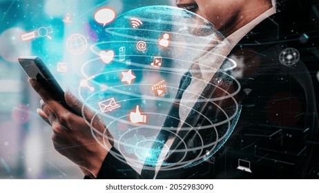 Social Media And Young People Network Conceptual . Modern Graphic Interface Showing Online Social Connection Network And Media Channels To Engage Customer Interaction In The Digital Business.