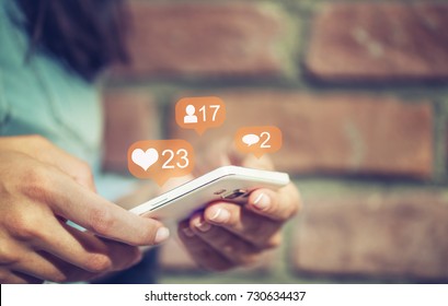 Social media,social network concept with smart phone - Shutterstock ID 730634437