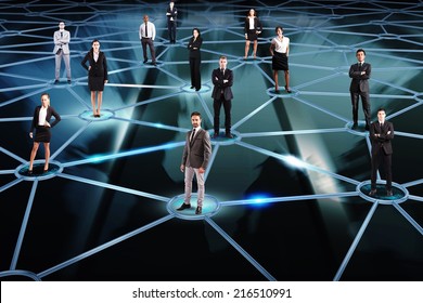 Social network concept with a group of a businesspeople