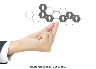 Social network concept on finger - Shutterstock ID 266634662