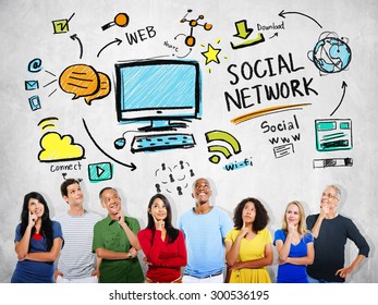 Social Network Social Media Diversity People Stock Photo 300536195 ...