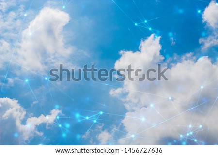 social network, sky backround, futuristic technology, data deep learning, binary ai robotic system, hacker security privacy, server online, cloud storage digital