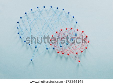 Social networking. Many threads forming two bubble speech