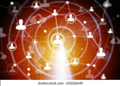 Social networking technologies on a radar. Social media concept