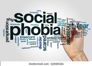 Social Phobia Word Cloud Concept On Grey Background