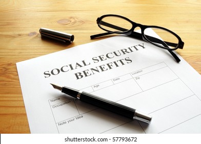 Social Security Benefits Form Showing Financial Concept In Office