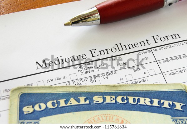 Social Security Card Medicare Enrollment Form Stock Photo (edit Now 