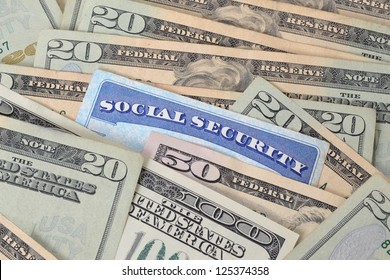 Social Security Card And Money Concept