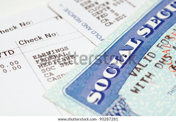 Social security card with\
statements.