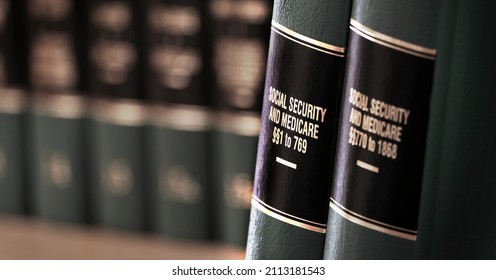 Social Security And Medicaid Benefits Legal Law Books On Shelf