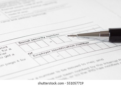 Social Security Number Form With Black Pencil