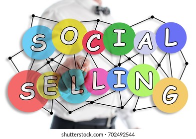 Social Selling Concept Shown By A Man In Background