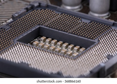 socket mainboard closeup with elements