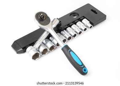 Socket Spanner Wrenches Isolated On White Background With Clupping Path