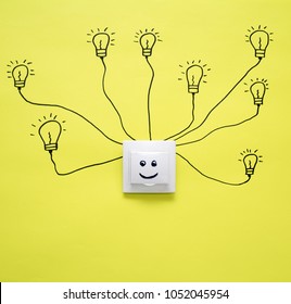 Socket and switch electrical outlet. Humanactivity or time management concept