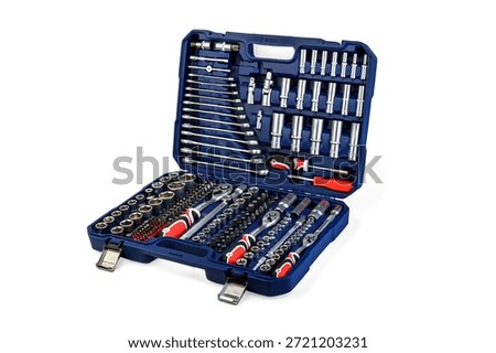 Socket wrench toolbox isolated on white background.