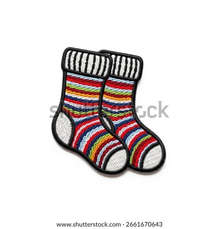 
Socks embroidered patch on a white background