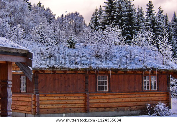 Sod Roof Log Cabin Norway Stock Photo Edit Now 1124355884